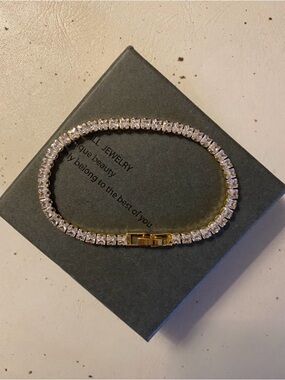 7CT Princess Cut Lab Created Diamond Tennis Bracelet 14K Yellow Gold Plated